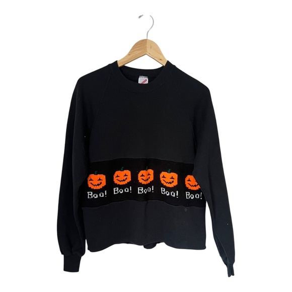 Vintage Custom Halloween Jack-O-Lantern "Boo" Crewneck - Picture 1 of 5